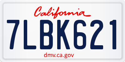CA license plate 7LBK621