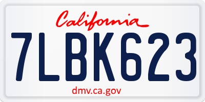CA license plate 7LBK623
