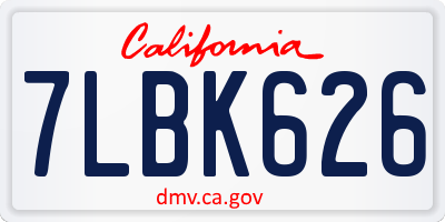 CA license plate 7LBK626