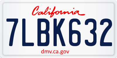 CA license plate 7LBK632