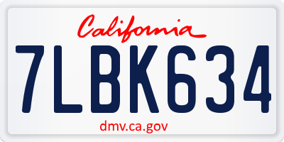 CA license plate 7LBK634