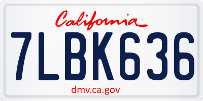 CA license plate 7LBK636