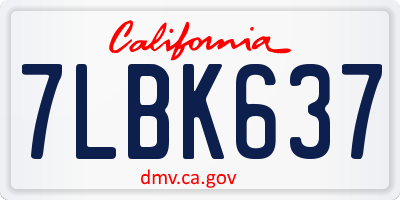 CA license plate 7LBK637