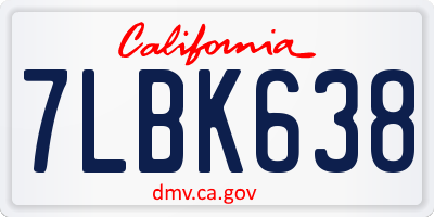 CA license plate 7LBK638