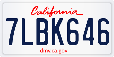 CA license plate 7LBK646