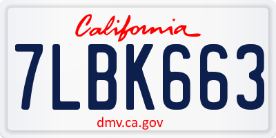 CA license plate 7LBK663