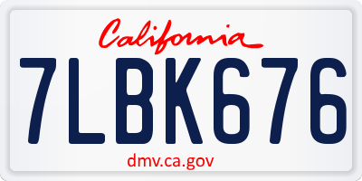 CA license plate 7LBK676