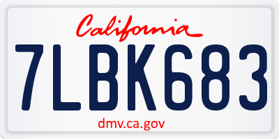 CA license plate 7LBK683