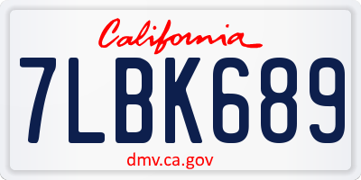 CA license plate 7LBK689