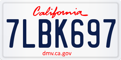 CA license plate 7LBK697