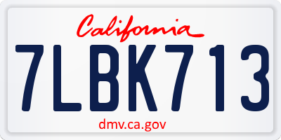CA license plate 7LBK713