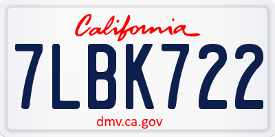 CA license plate 7LBK722