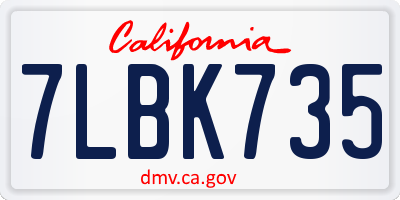 CA license plate 7LBK735