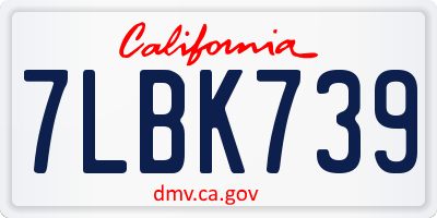 CA license plate 7LBK739