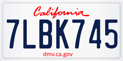 CA license plate 7LBK745