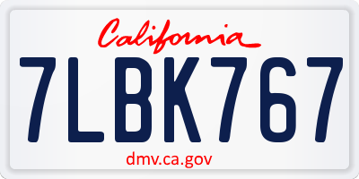 CA license plate 7LBK767