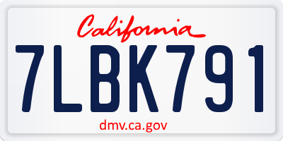 CA license plate 7LBK791