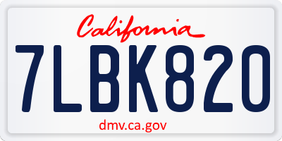 CA license plate 7LBK820