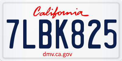 CA license plate 7LBK825