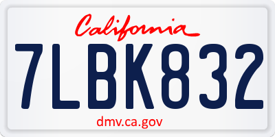 CA license plate 7LBK832