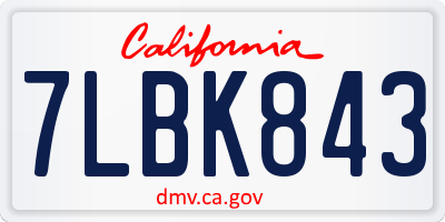 CA license plate 7LBK843