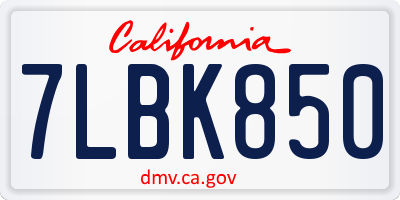 CA license plate 7LBK850