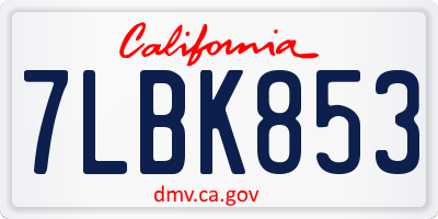 CA license plate 7LBK853