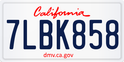 CA license plate 7LBK858
