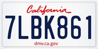 CA license plate 7LBK861