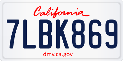 CA license plate 7LBK869