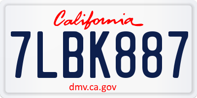 CA license plate 7LBK887