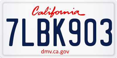 CA license plate 7LBK903