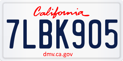 CA license plate 7LBK905