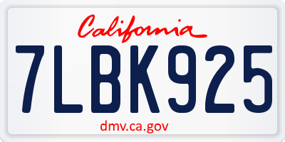 CA license plate 7LBK925