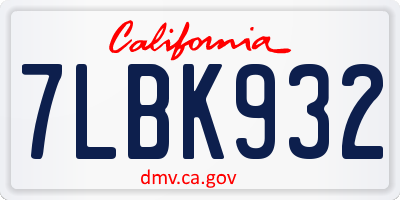 CA license plate 7LBK932