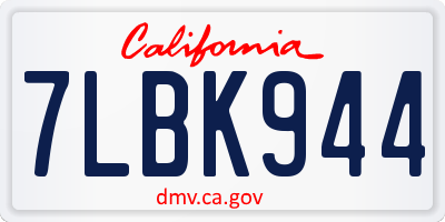 CA license plate 7LBK944
