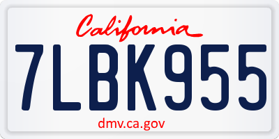 CA license plate 7LBK955
