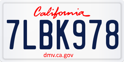 CA license plate 7LBK978