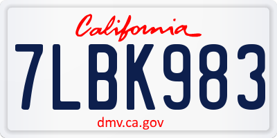 CA license plate 7LBK983