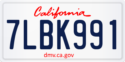 CA license plate 7LBK991