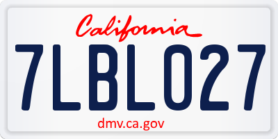 CA license plate 7LBL027