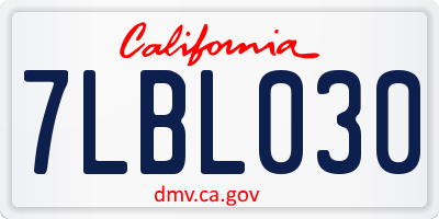 CA license plate 7LBL030