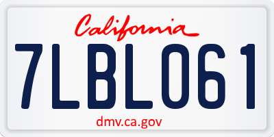CA license plate 7LBL061
