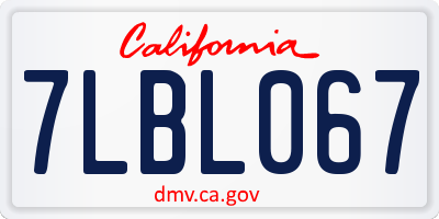 CA license plate 7LBL067