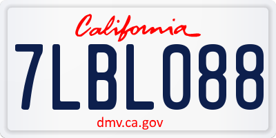 CA license plate 7LBL088