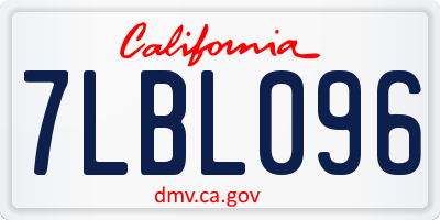 CA license plate 7LBL096