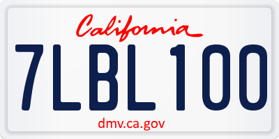 CA license plate 7LBL100