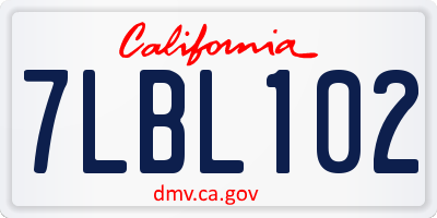 CA license plate 7LBL102