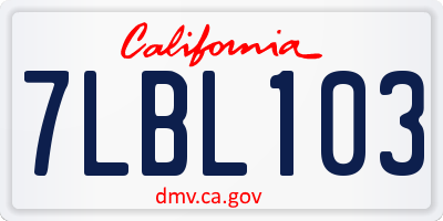 CA license plate 7LBL103