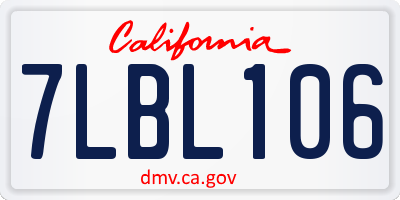 CA license plate 7LBL106